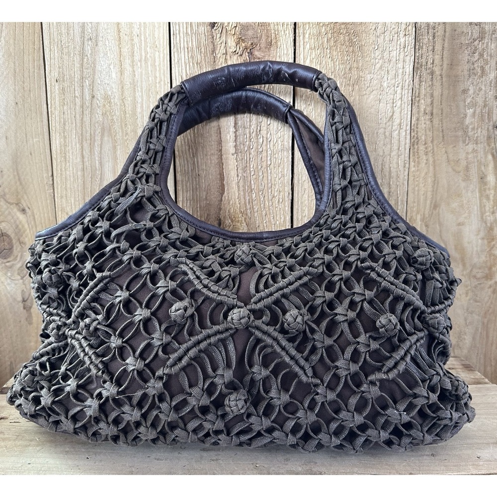 Coldwater Creek Macrame Purse Shoulder Bag Lacing Detail BOHO